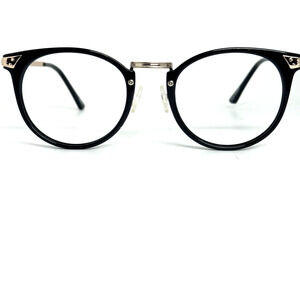 Zenni Eyeglasses Frames Full Rim Black Round Silver H17425‎